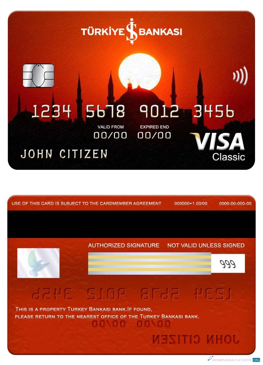 Download Turkey Bankasi bank visa classic card Photoshop template